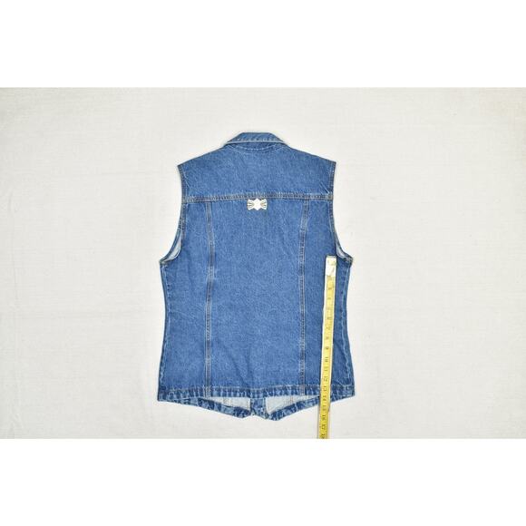 Vintage The Brass Menagerie Denim Vest Women's Regular Size S Embellished - Picture 7 of 8